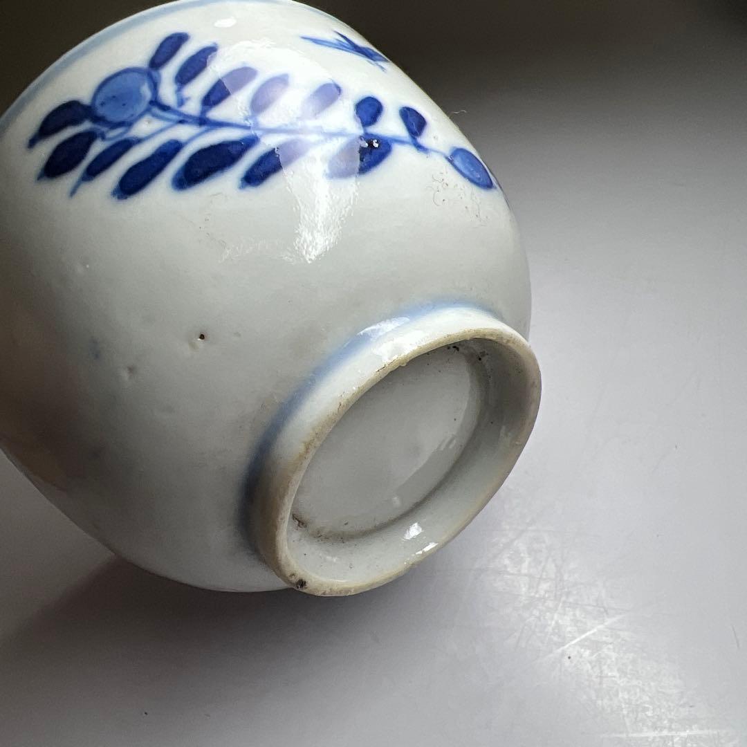 中国清時代　新渡染付煎茶碗5客　木箱付　口径約6.5㎝　東Y7-1105☆2F