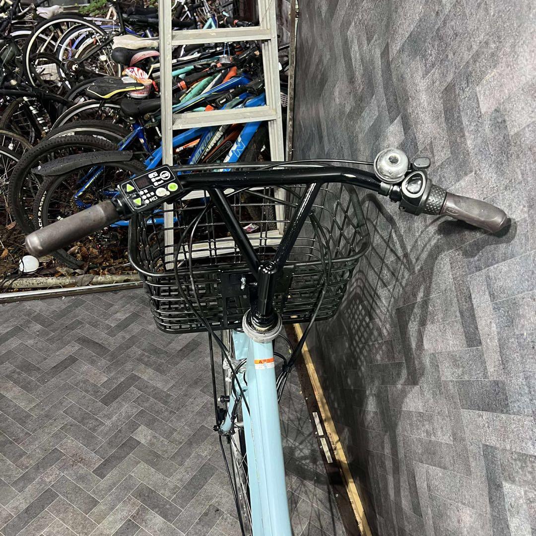 水色 電動アシスト自転車 前カゴ付き