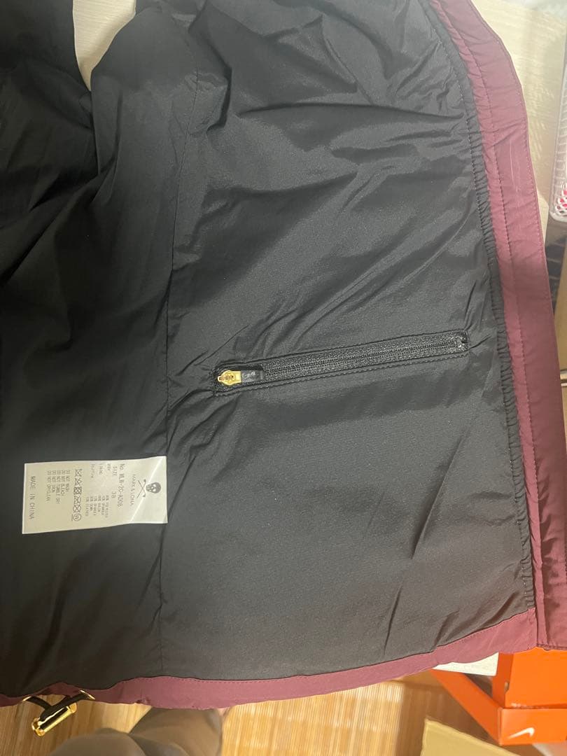 定価7.4万 MARK & LONA カモフラ ダウンベスト 38 ボルドー