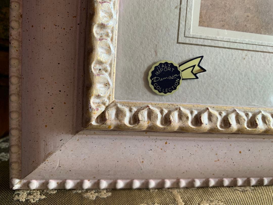 新品ドマンイタリア製インテリアアート額装複製画水彩画クロシロ猫ハチワレ茶白猫の絵