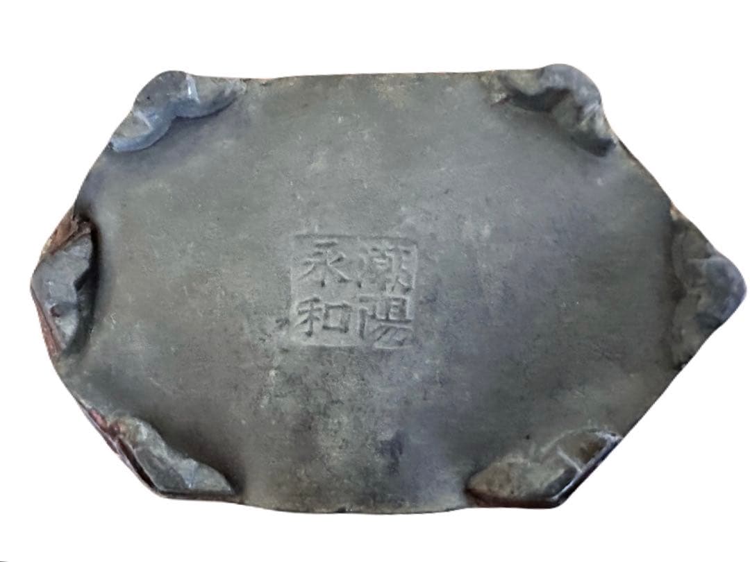 中国潮陽永和錫製茶葉罐百年以上古董六面手描き絵美術品時代物