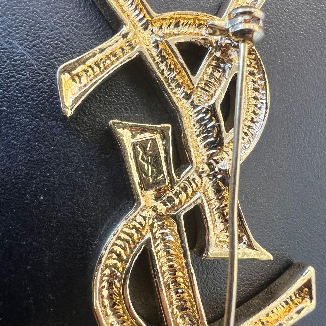 サンローラン YSL ロゴ ブローチ ゴールド　ヴィンテージ