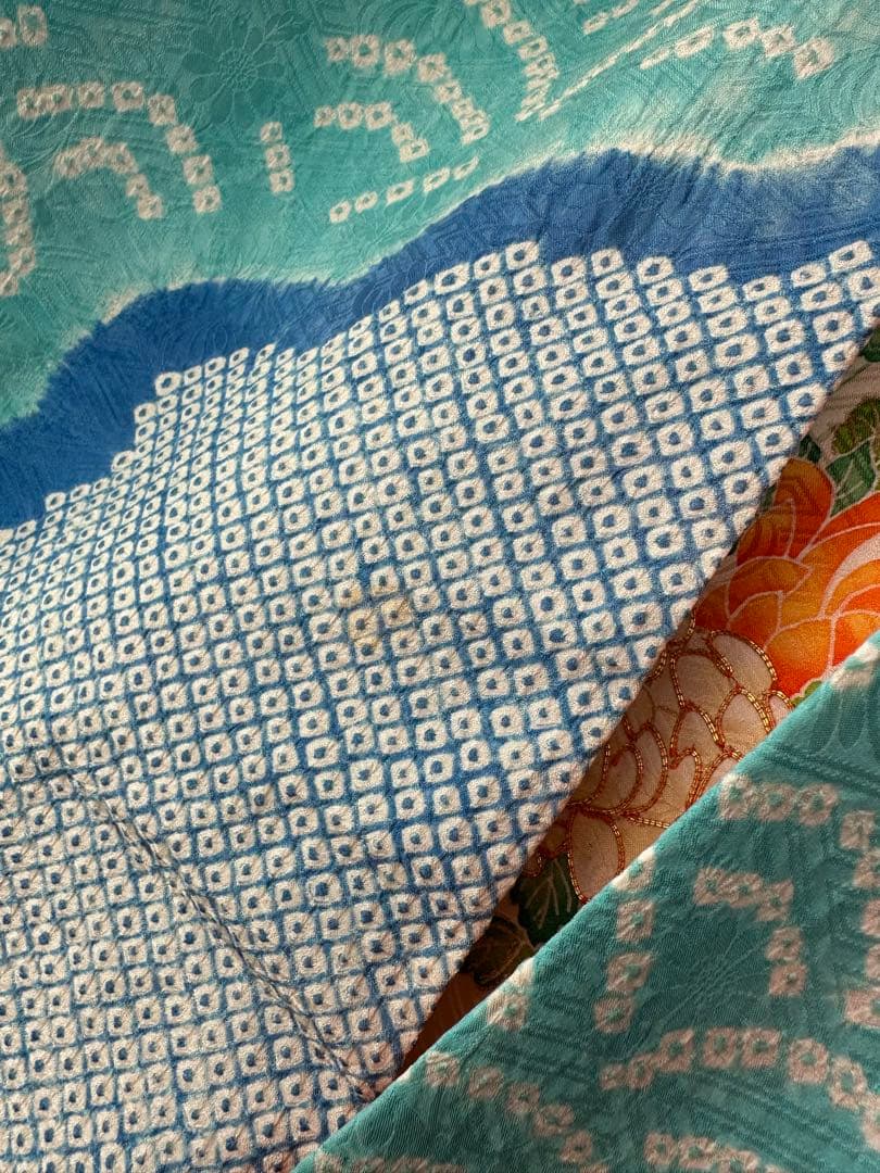 振袖フルセット 空色スカイブルー×白 総絞り 金駒刺繍