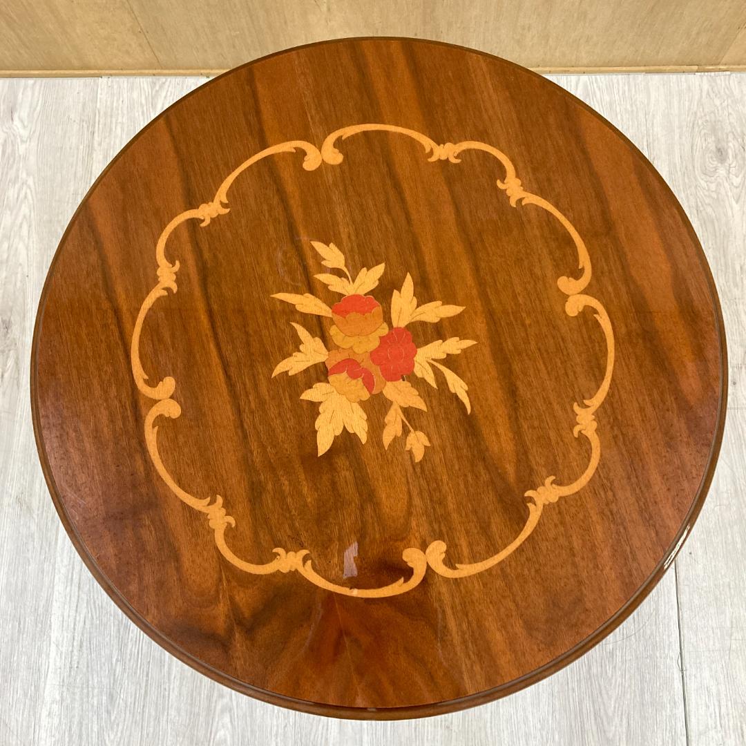 イタリア製　象嵌　猫脚　サイドテーブル　コーヒーテーブル