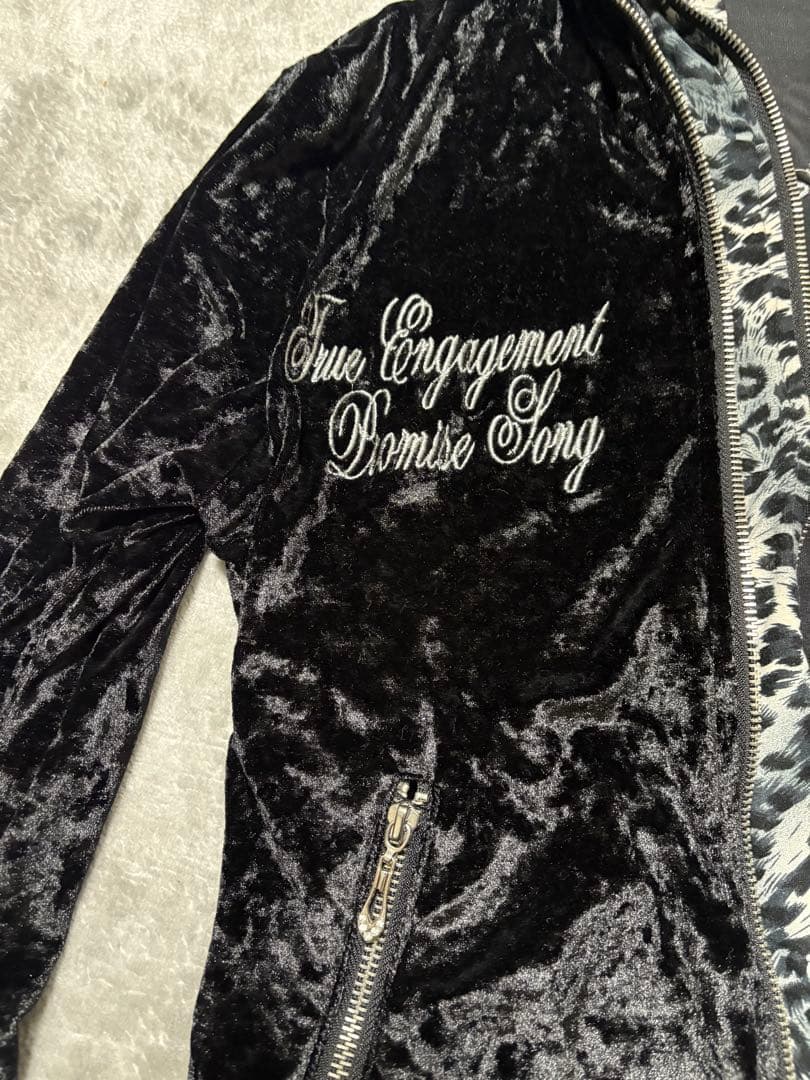 y2k 平成ギャル　ベロア　パーカー　ラインストーン　豹柄　お兄　重ね着