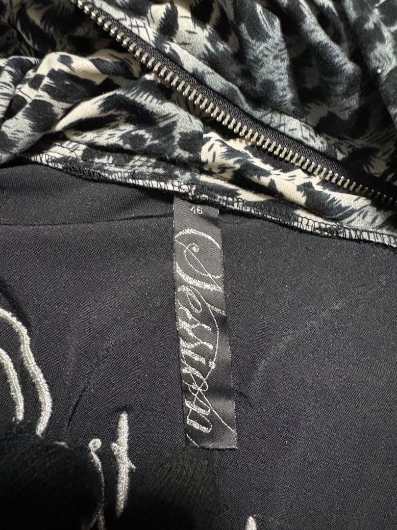 y2k 平成ギャル　ベロア　パーカー　ラインストーン　豹柄　お兄　重ね着