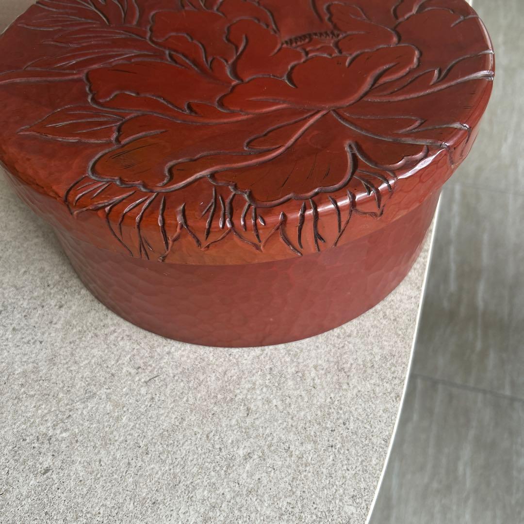 藍胎漆器　伝統工芸品　久留米　らんたい漆器　鎌倉彫茶櫃　2点おまとめ