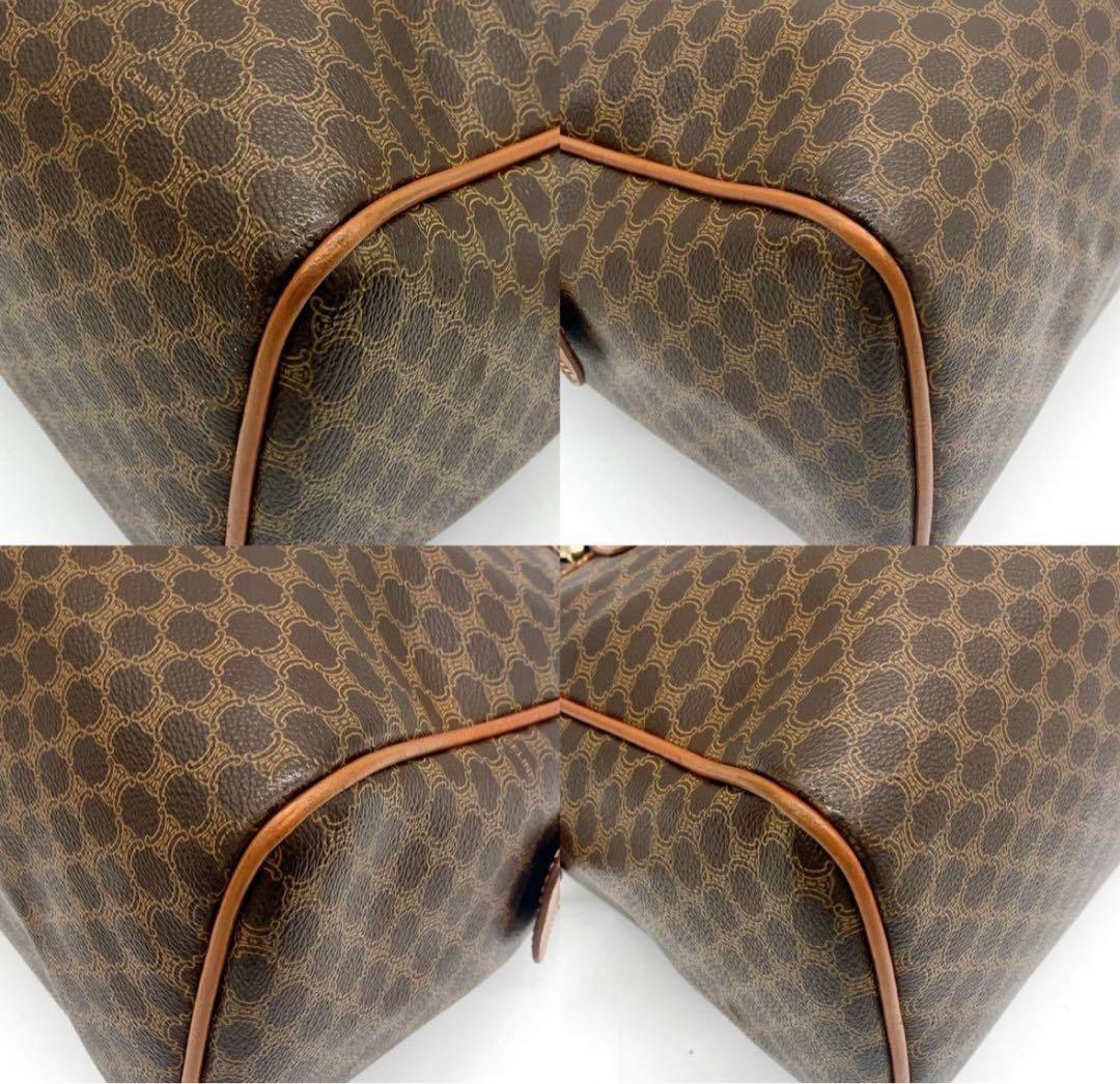 CELINE】ミニボストンバッグ　マカダム柄　ゴールド金具　PVC