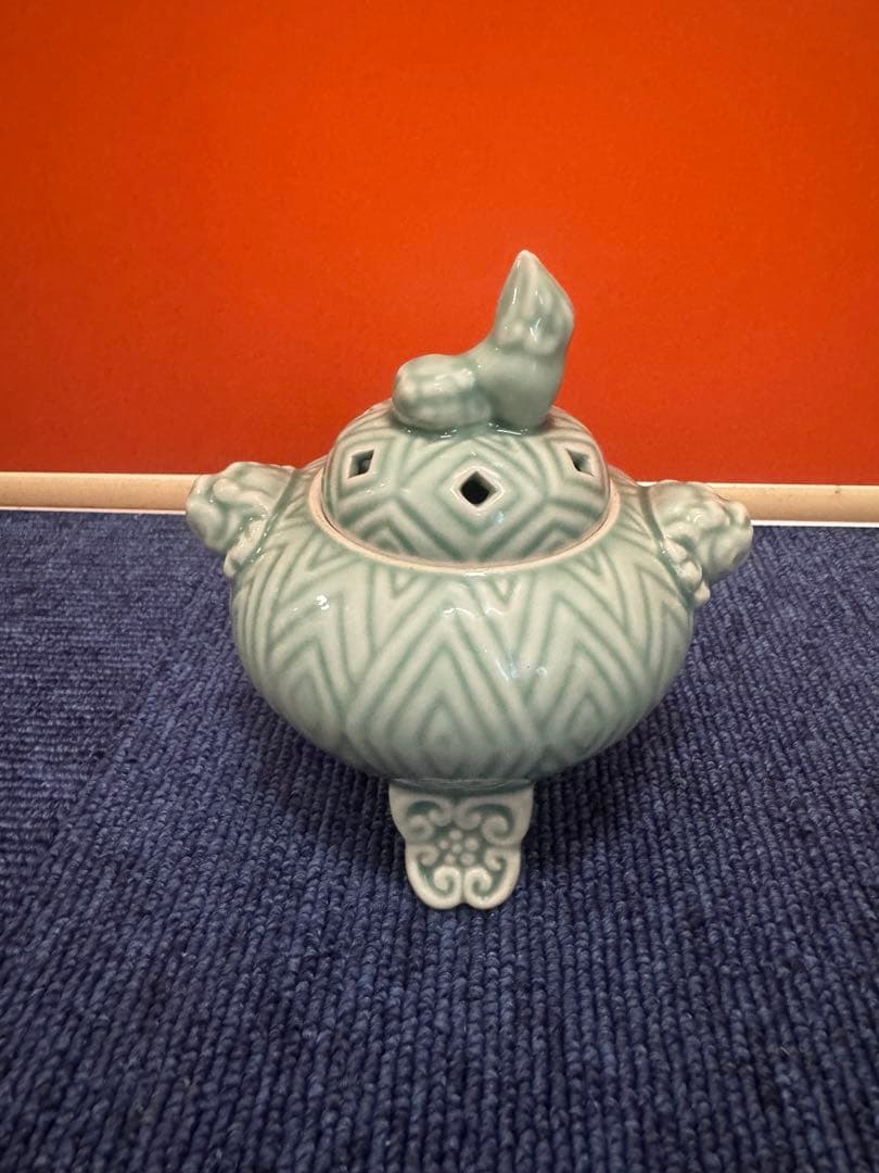 1661 清兵衞　青磁　獅子　香炉