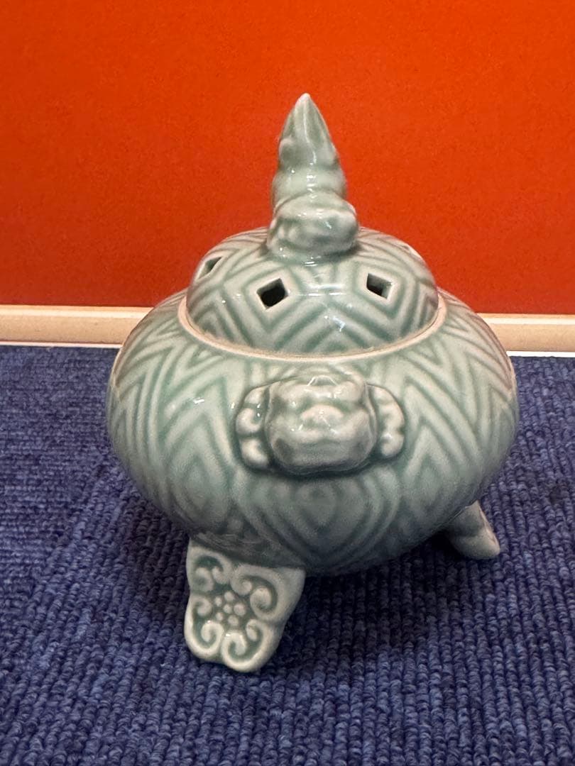 1661 清兵衞　青磁　獅子　香炉