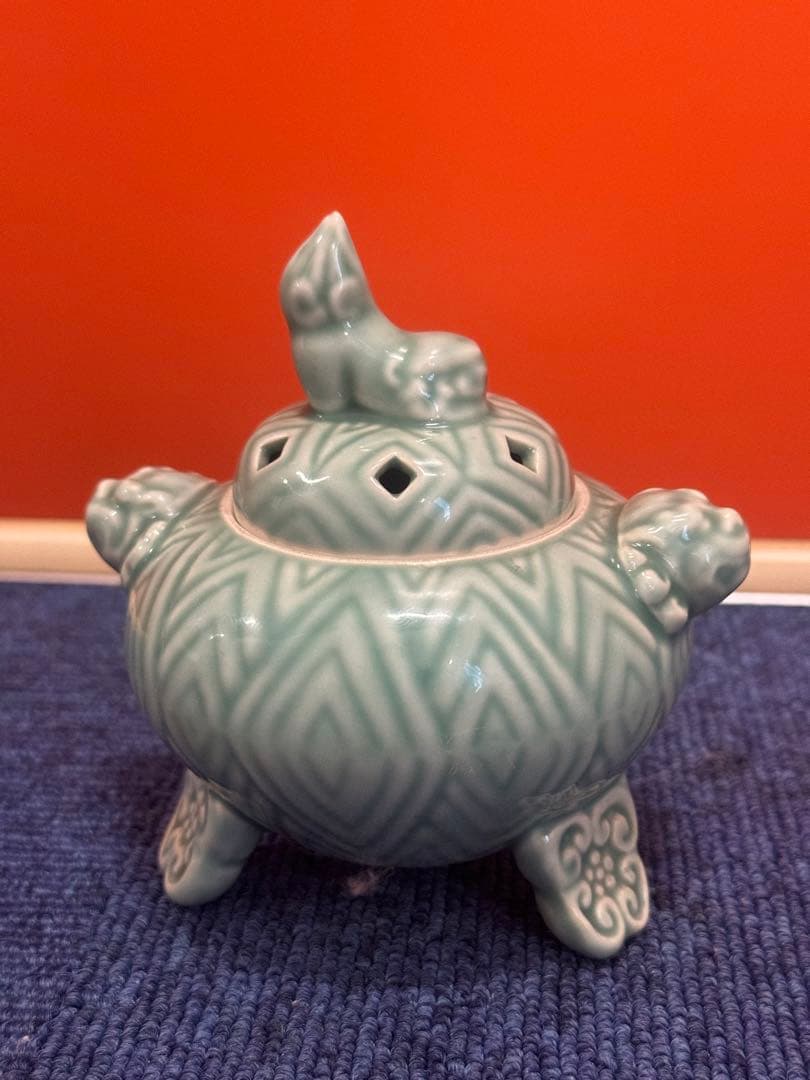1661 清兵衞　青磁　獅子　香炉