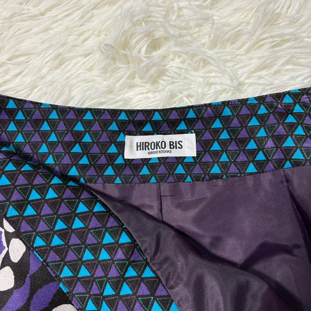 美品 ヒロココシノ ヒロコビス フレアスカート 幾何学模様 花柄 レイヤード M
