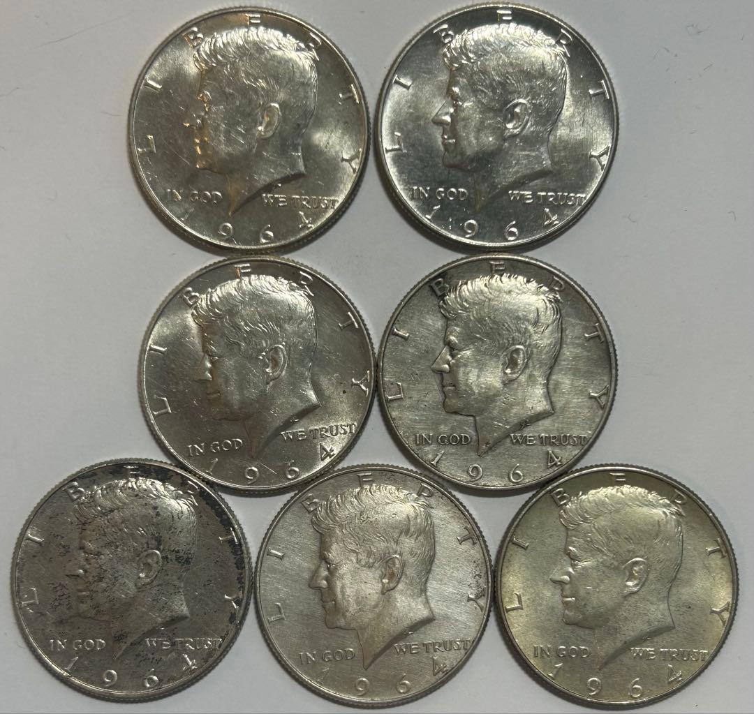 1964 ケネディハーフダラー銀貨 7枚セット