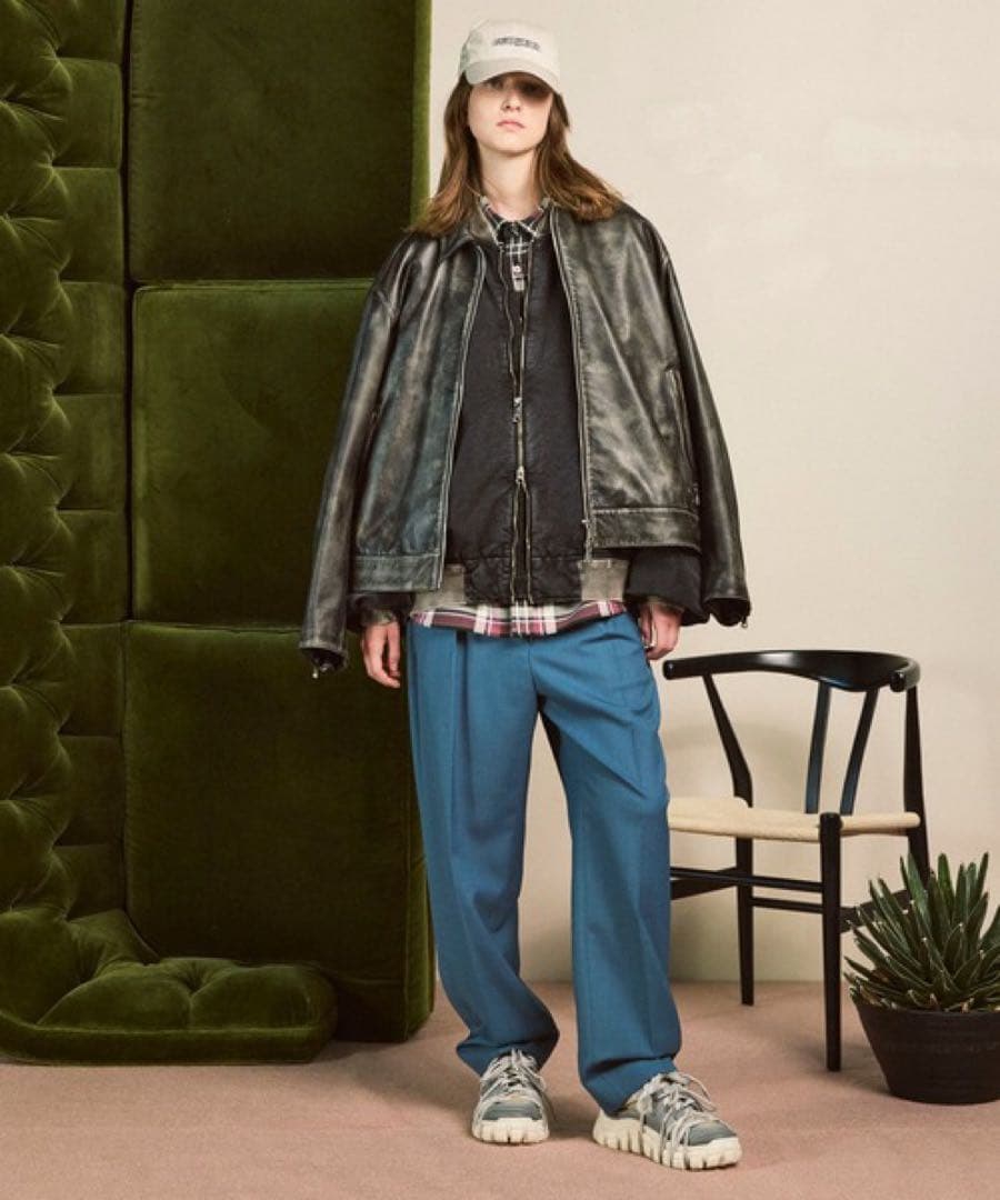 メゾンスペシャル シープレザー シングルライダージャケット ダークブラック