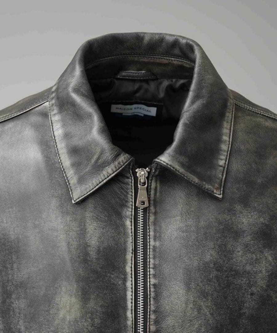 メゾンスペシャル シープレザー シングルライダージャケット ダークブラック