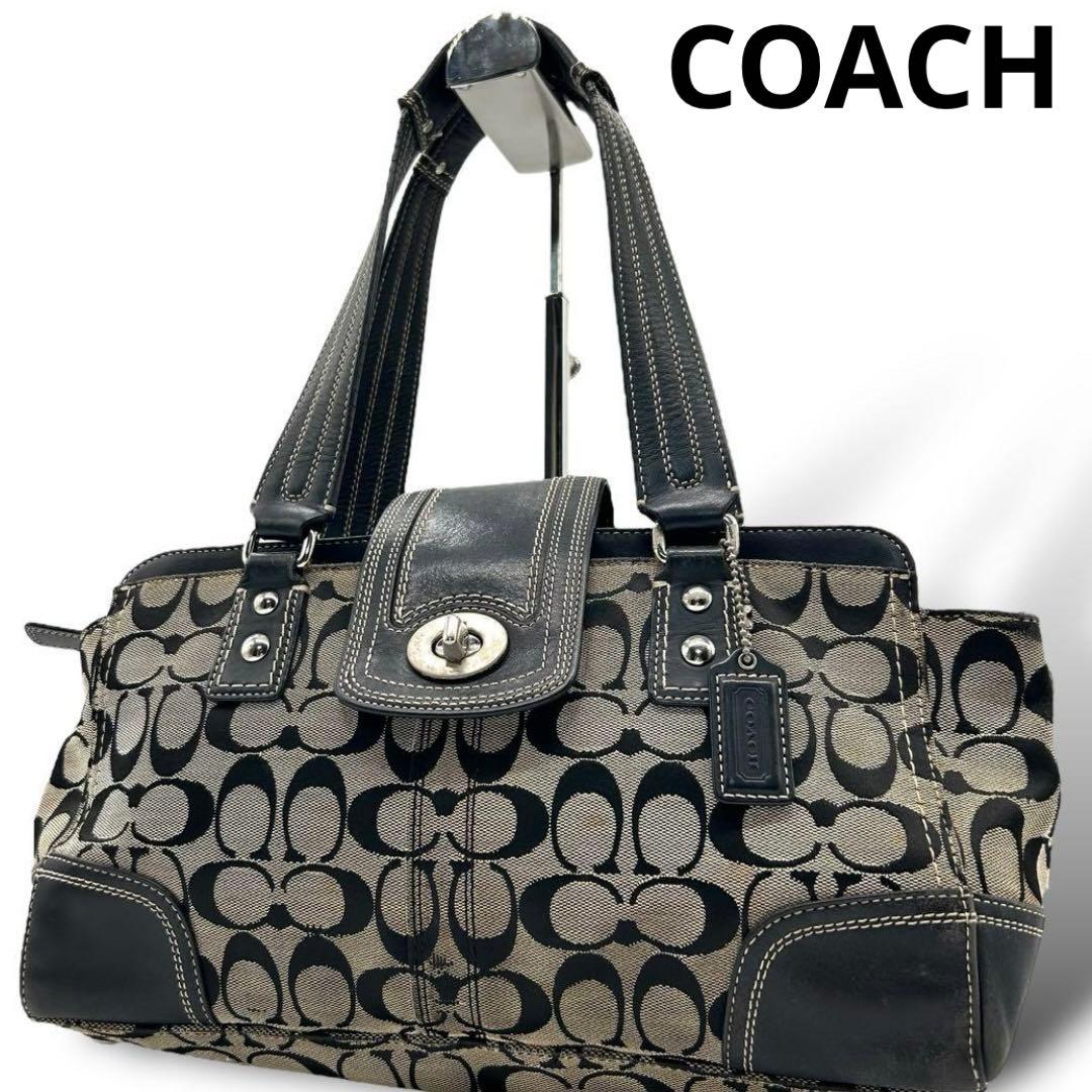 COACH キャンバス レザー ワンショルダー　y2kシグネチャー F13975