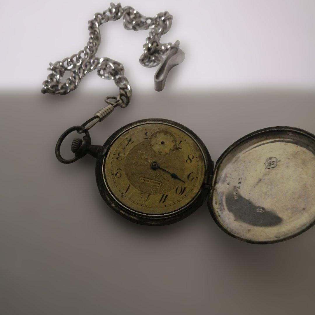 k*3様 懐中時計 アナログ表示 金属チェーン付きビンテージ
