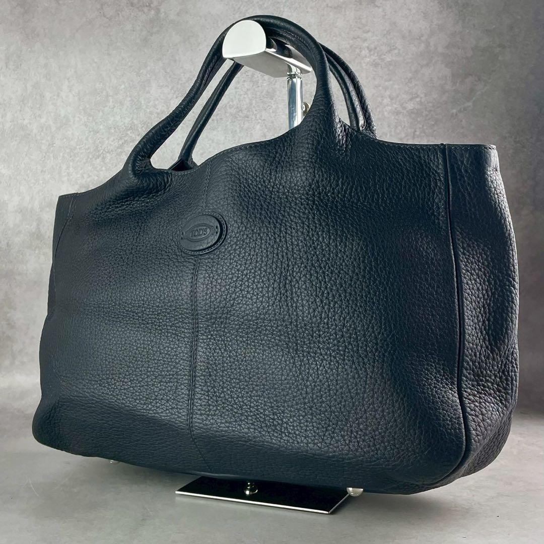 【美品】トッズ ショッピング ピッコラ レザー ネイビー 紺色 ハンドバッグ