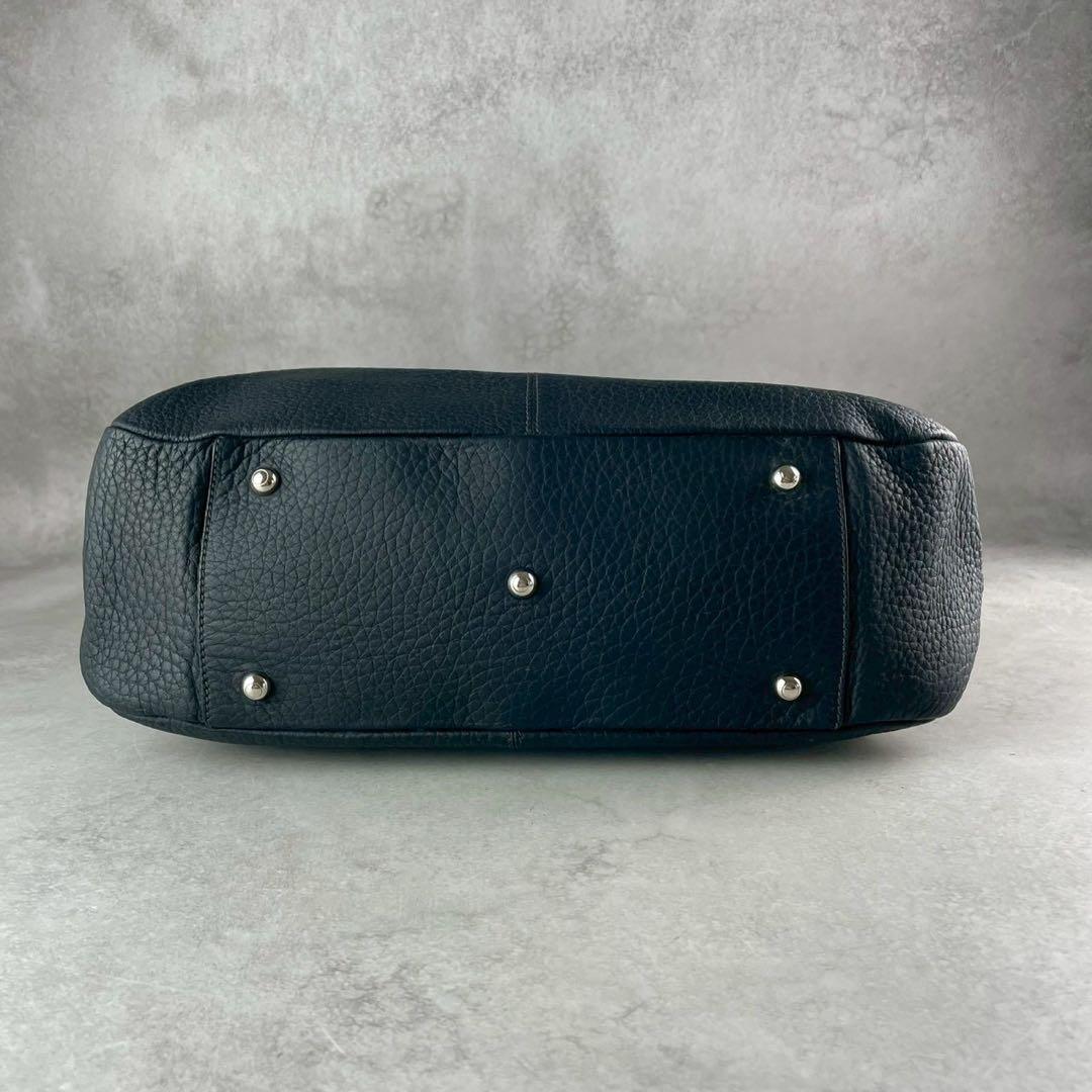 【美品】トッズ ショッピング ピッコラ レザー ネイビー 紺色 ハンドバッグ