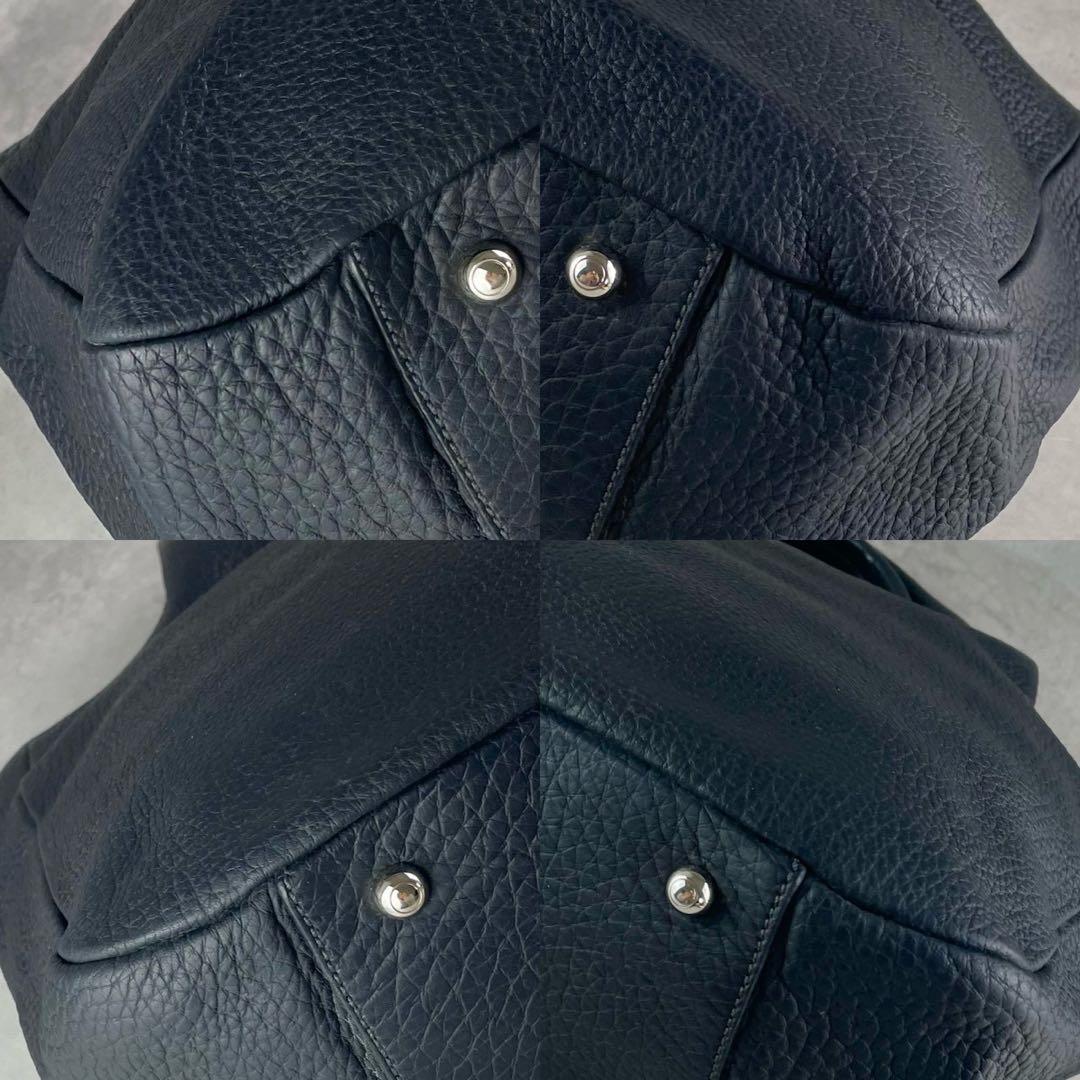 【美品】トッズ ショッピング ピッコラ レザー ネイビー 紺色 ハンドバッグ