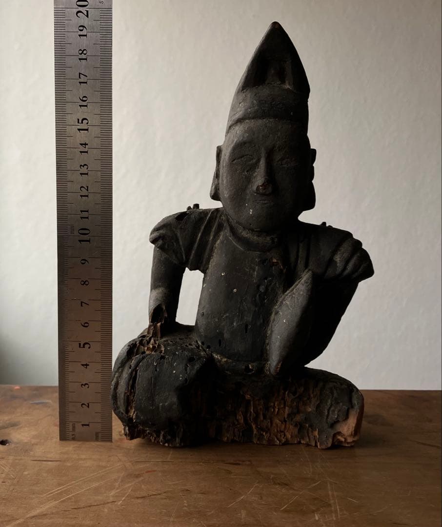 【黎明期の恵比寿木彫 室町時代頃】骨董七福神アンティーク仏像美術彫刻民藝妖怪古事