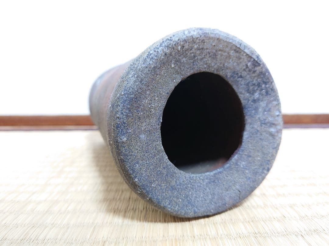 石田陶春 丹波花入【堀内宗完(兼中斎)箱書】共箱 共布 女流陶芸家 茶道具