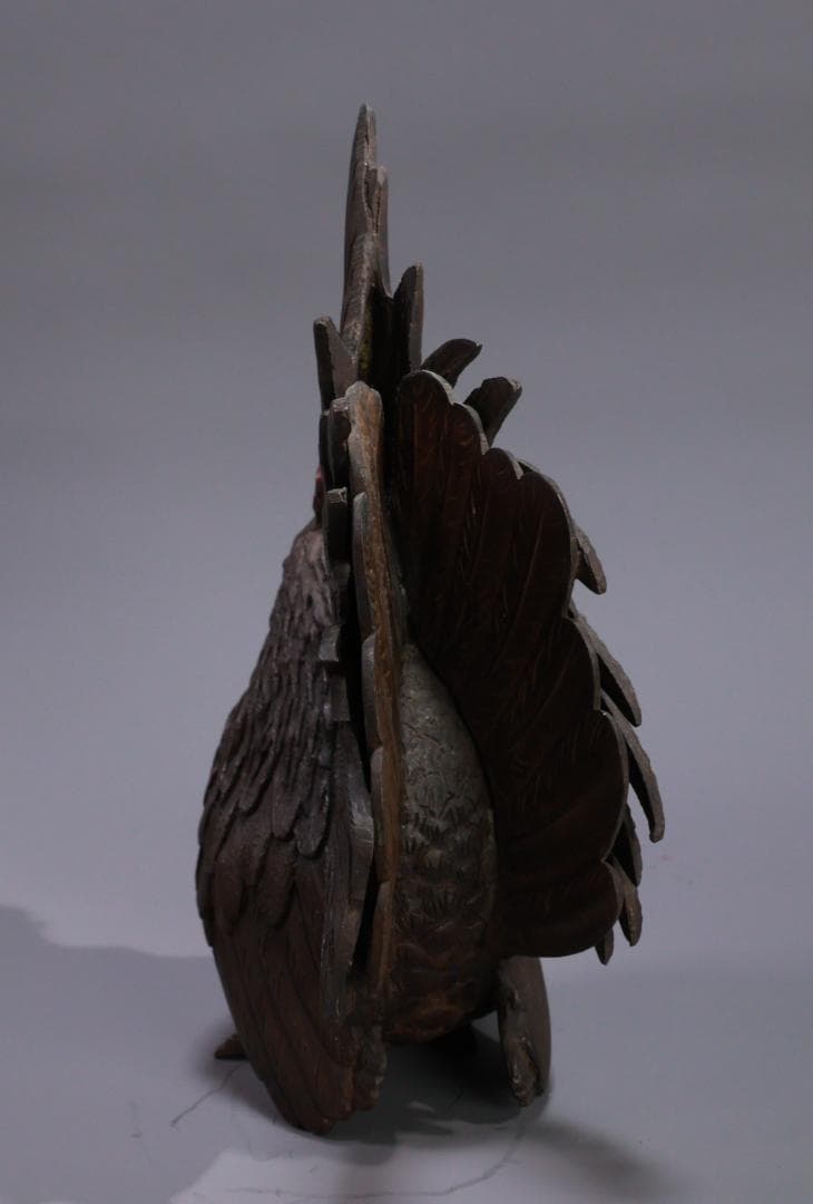 古銅 双鶏 親子鶏像 共箱 銅製 一対 ブロンズ オブジェ 細密彫刻 BE976