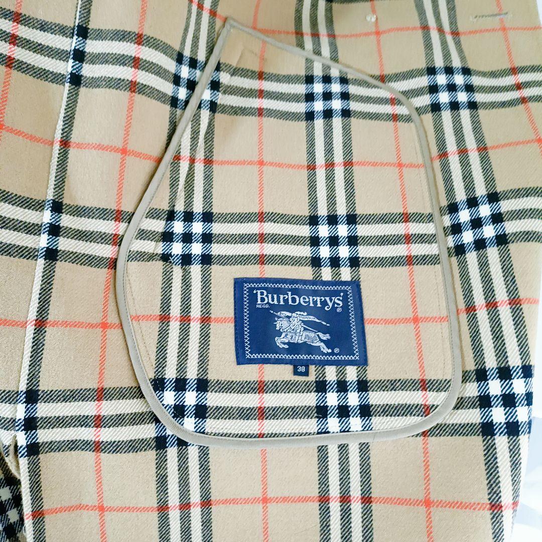 バーバリー カシミヤ混 ダブルフェイスコート ノバチェック ベージュ　金ボタン