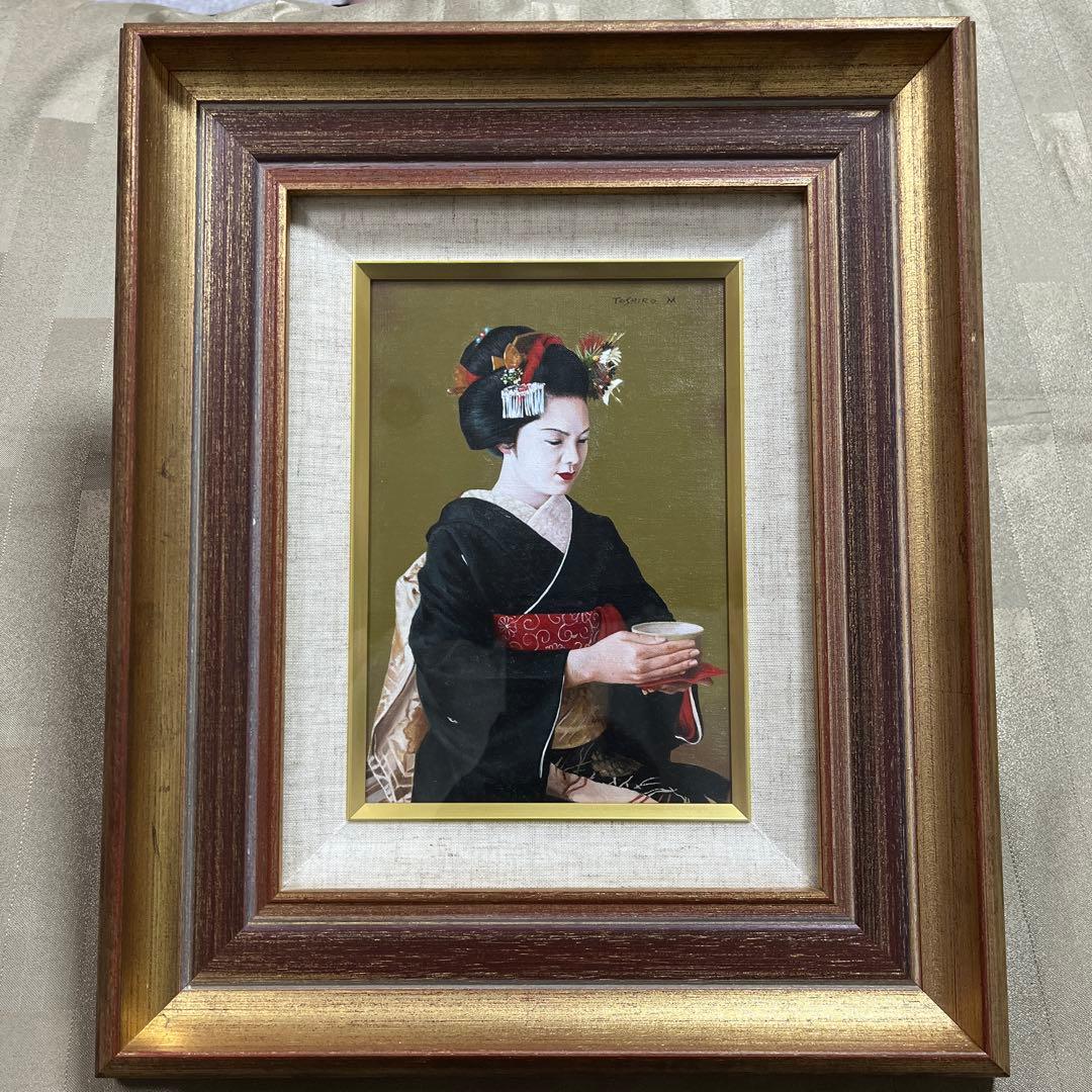 ⭕️油絵　二科会　会員　松井敏郎　画題　[御点前] SM パリ賞受賞　油彩　絵画