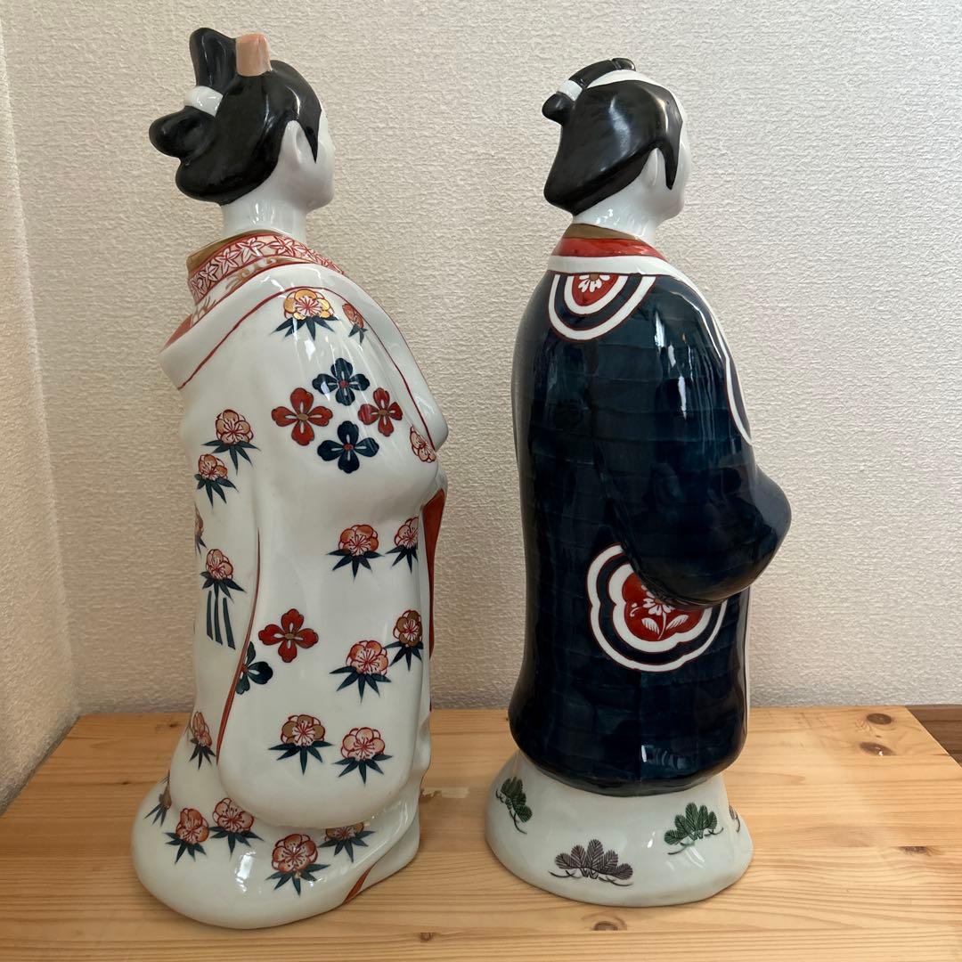 有田焼 円左エ門 古伊万里 人形写 男女ペア 大型 高さ約43cm床の間和室飾り