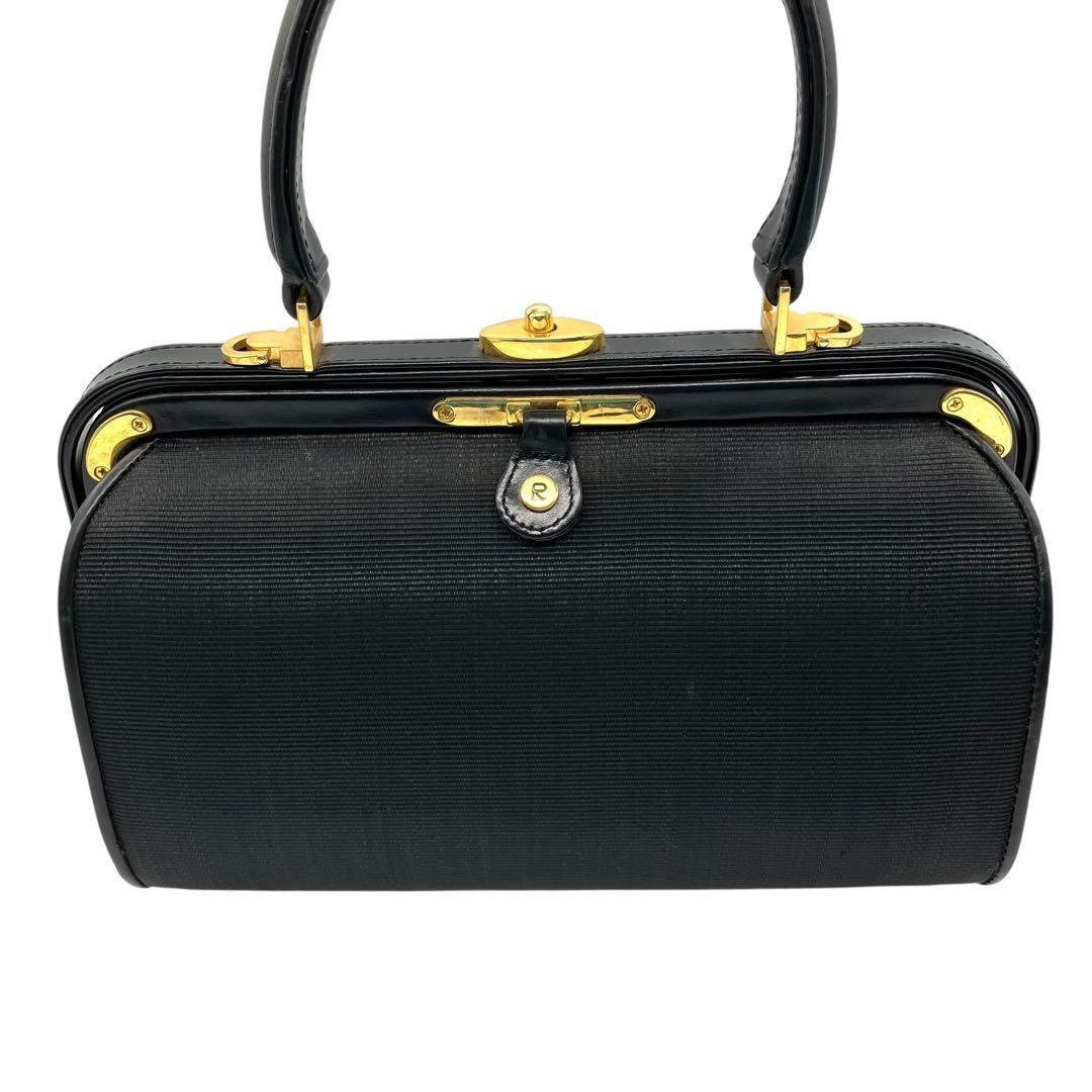 良品 2145 COSTL aspaハンドバッグ がま口 ホースヘアー レザー