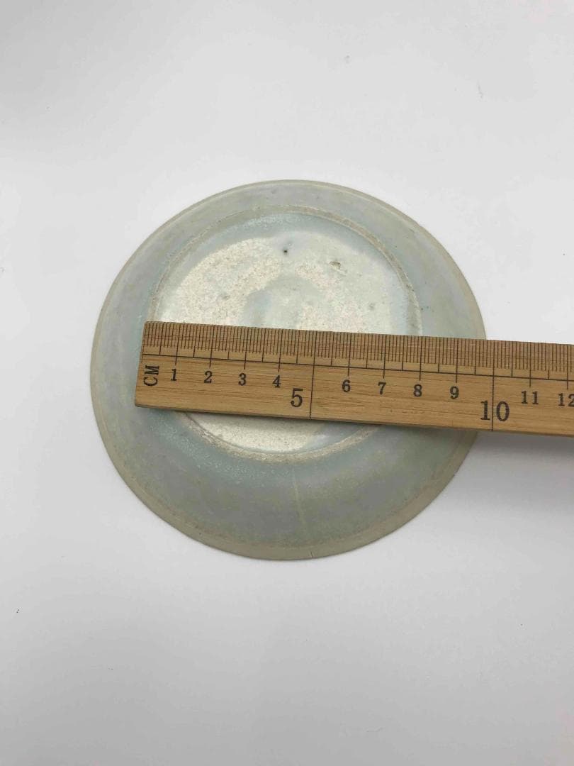 北宋時代　青白磁刻蓮花魚文盤　青磁皿　茶鉢　景徳鎮時代物　旧家蔵出し(D-59)