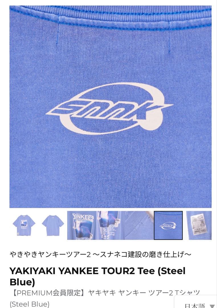 ミュージシャン YAKIYAKI YANKEE TOUR2 Tee (Steel Blue) L