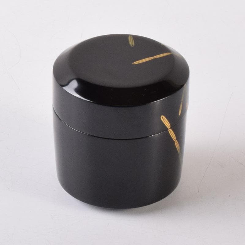 茶道具　黒漆　斎藤宗甫作　草蒔絵　棗　共布共箱　V　7338