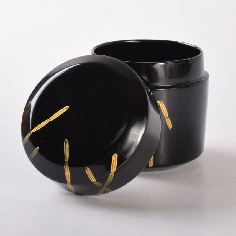 茶道具　黒漆　斎藤宗甫作　草蒔絵　棗　共布共箱　V　7338