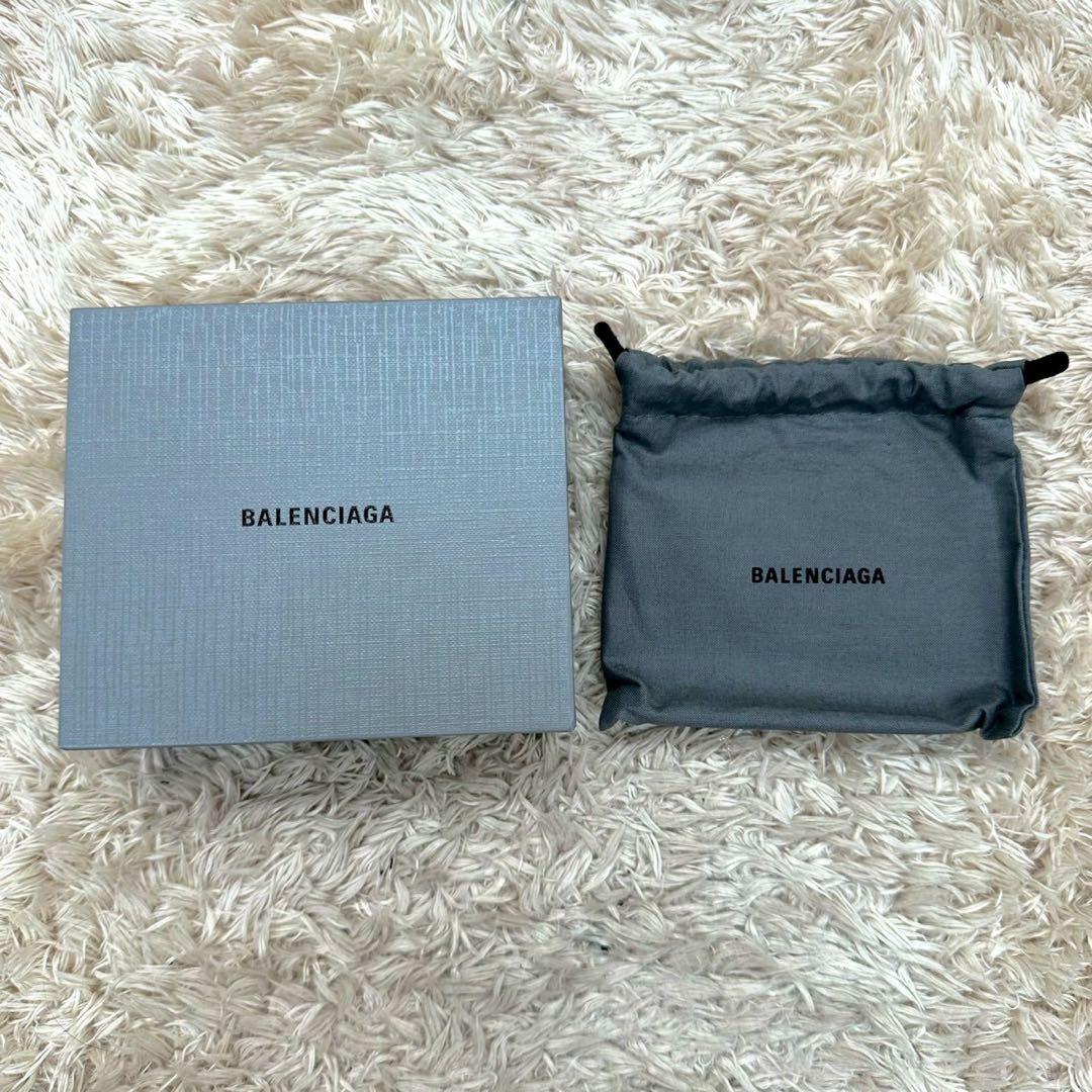 【美品】バレンシアガ 三つ折財布 シルバー ペーパーミニウォレット ユニセックス