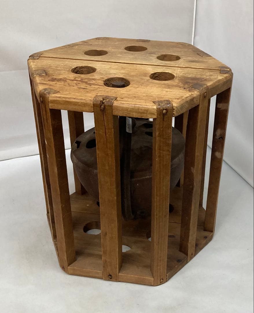 B315s 六角形回転安全炬燵　大正昭和レトロ　アンティック　中金具は鉄製