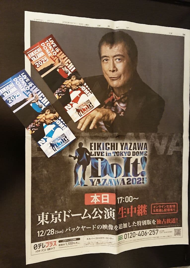 矢沢永吉 ドーム限定品 SBT トランポ ポージング！2dayチケット 新聞広告