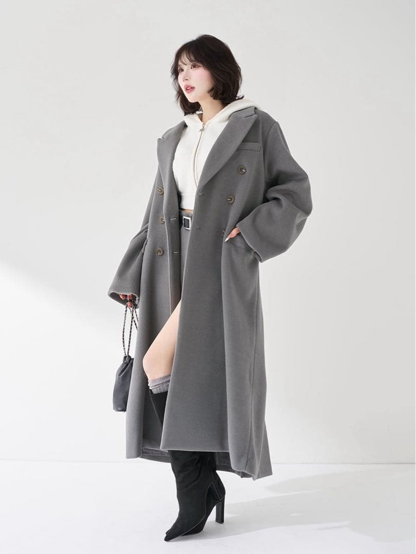 darich ダーリッチ ダブルロングチェスターコート グレー free