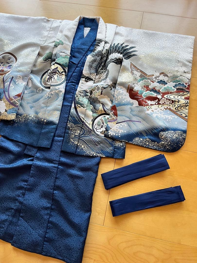 5歳 男の子　着物　羽織 2点セット 美品　裄丈45cm 身丈91cm 七五三