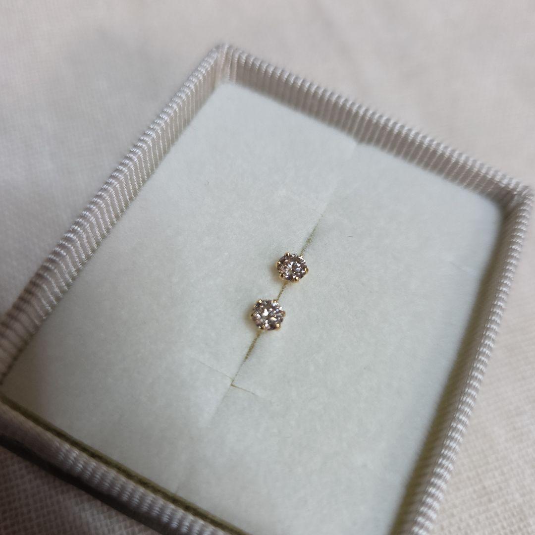K18YG 1粒 ダイヤ 0.3ct ピアス