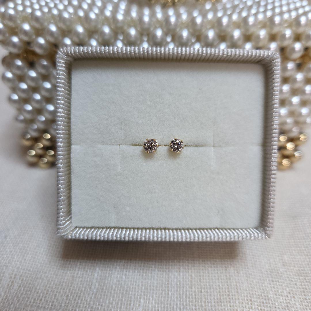 K18YG 1粒 ダイヤ 0.3ct ピアス