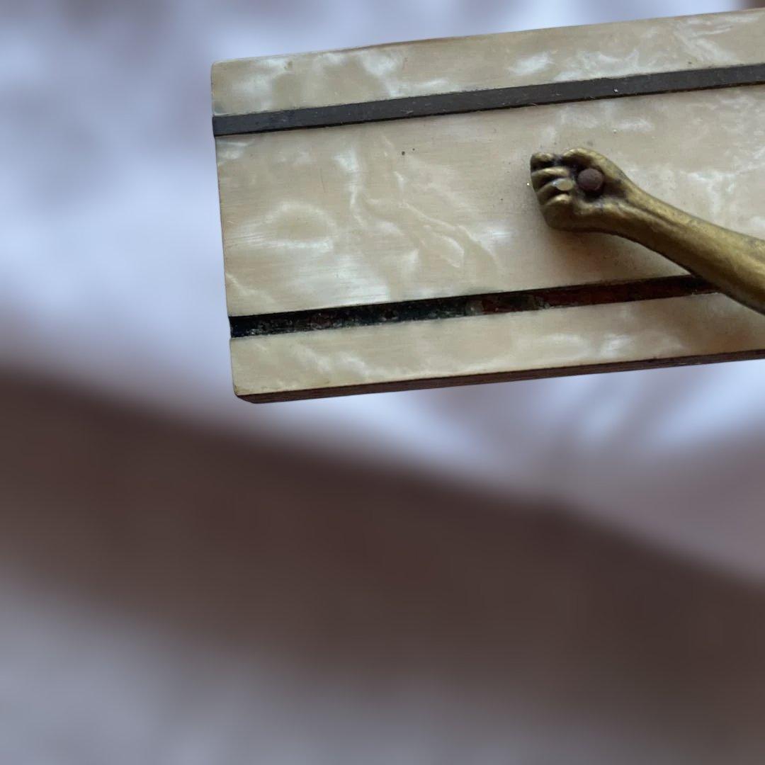 フランス　ブロカント　キリスト　十字架　キリスト教　磔刑　オブジェ　真鍮　木製