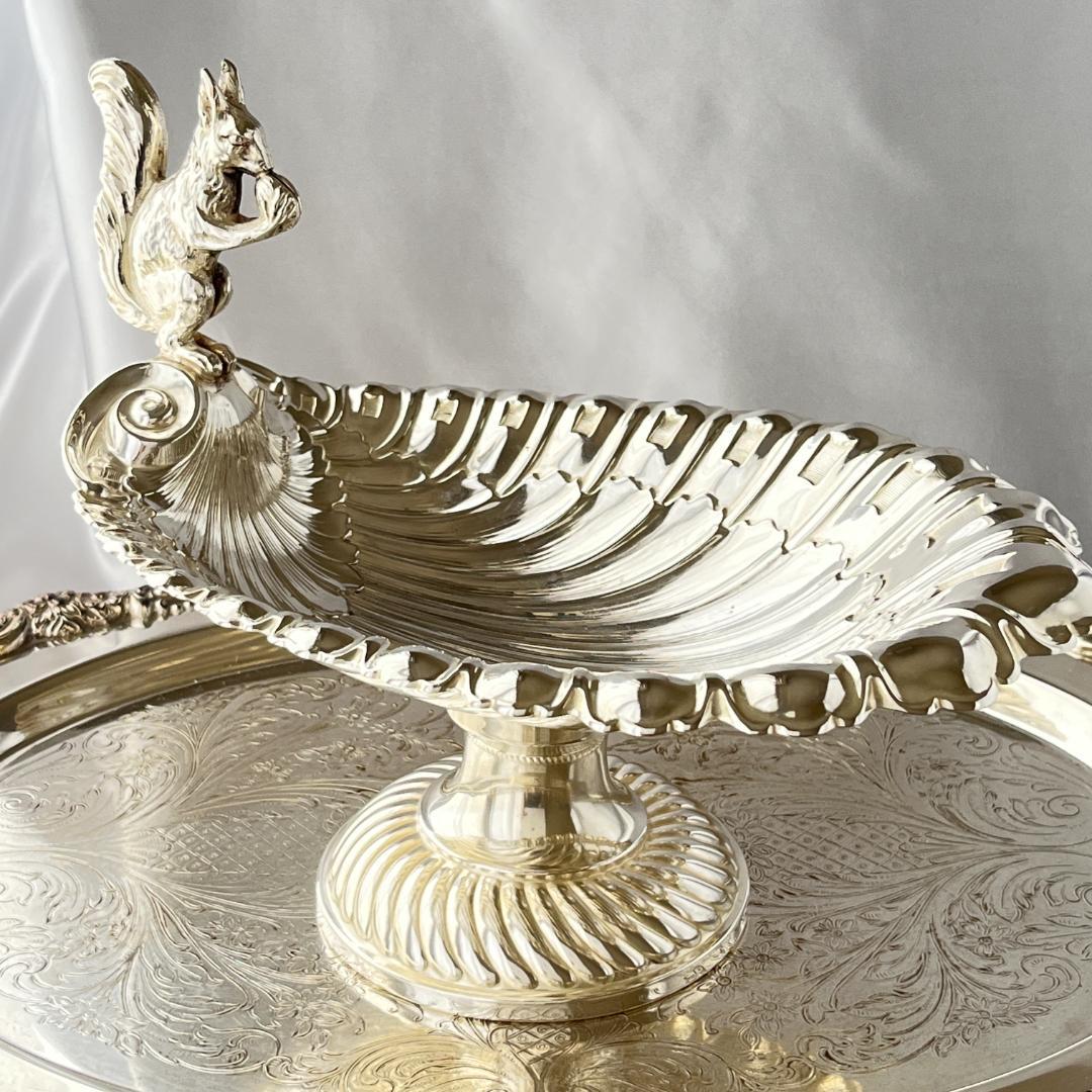 リスのナッツボウル / センターピース【シルバープレート】大型