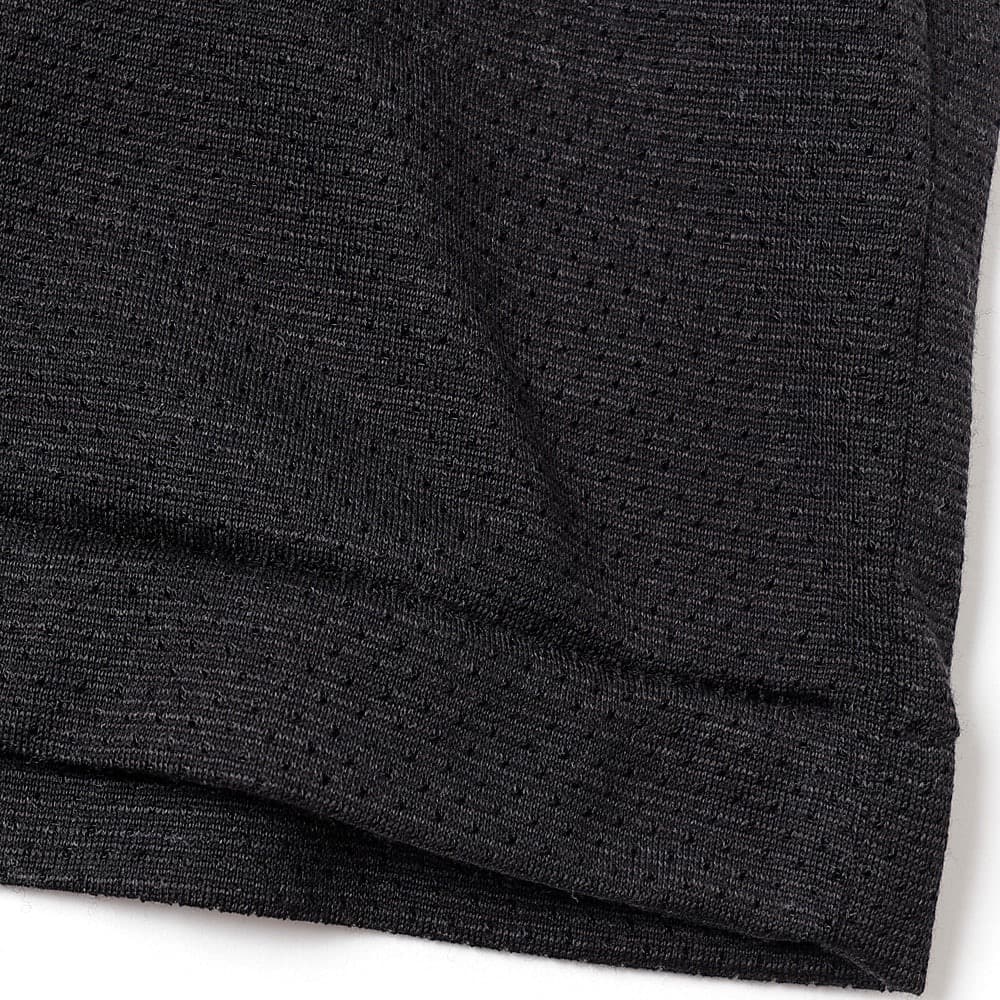 COMOLI ブラック ウールメッシュノースリーブタンクトップ