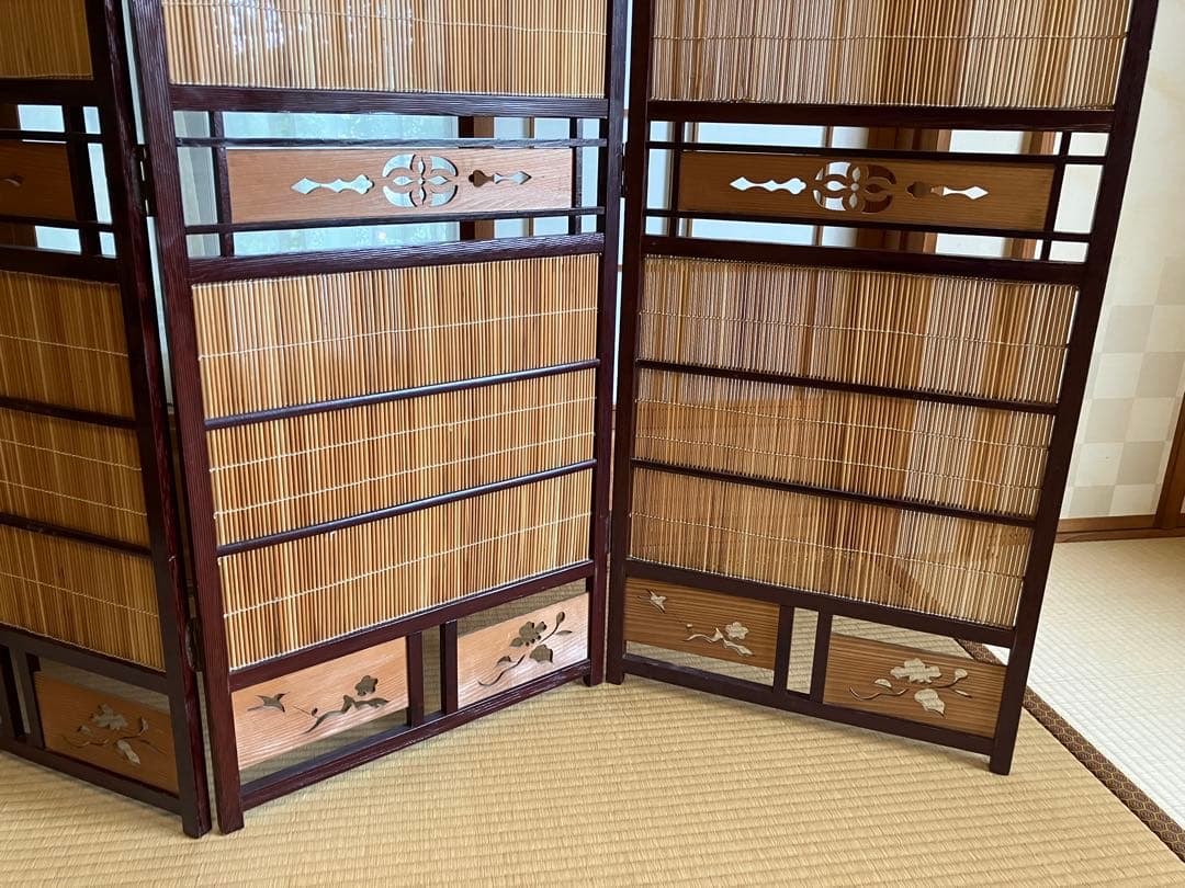 4連衝立 間仕切り パーテーション 希少 自然素材 古民家 日本家屋 古道具 塗