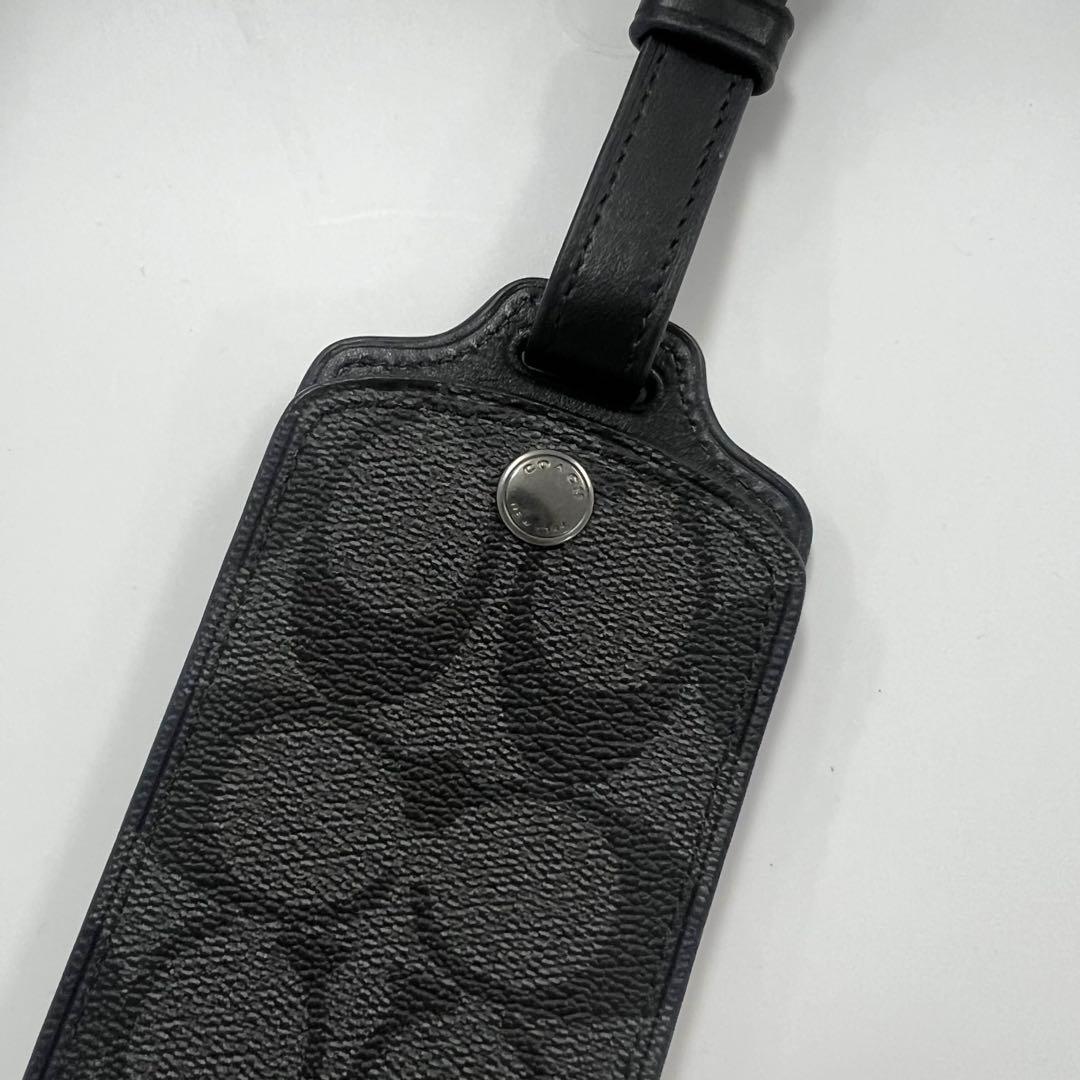 ☆送料無料☆ COACH ネームタグ シグネチャー ラゲッジタグ チャコール