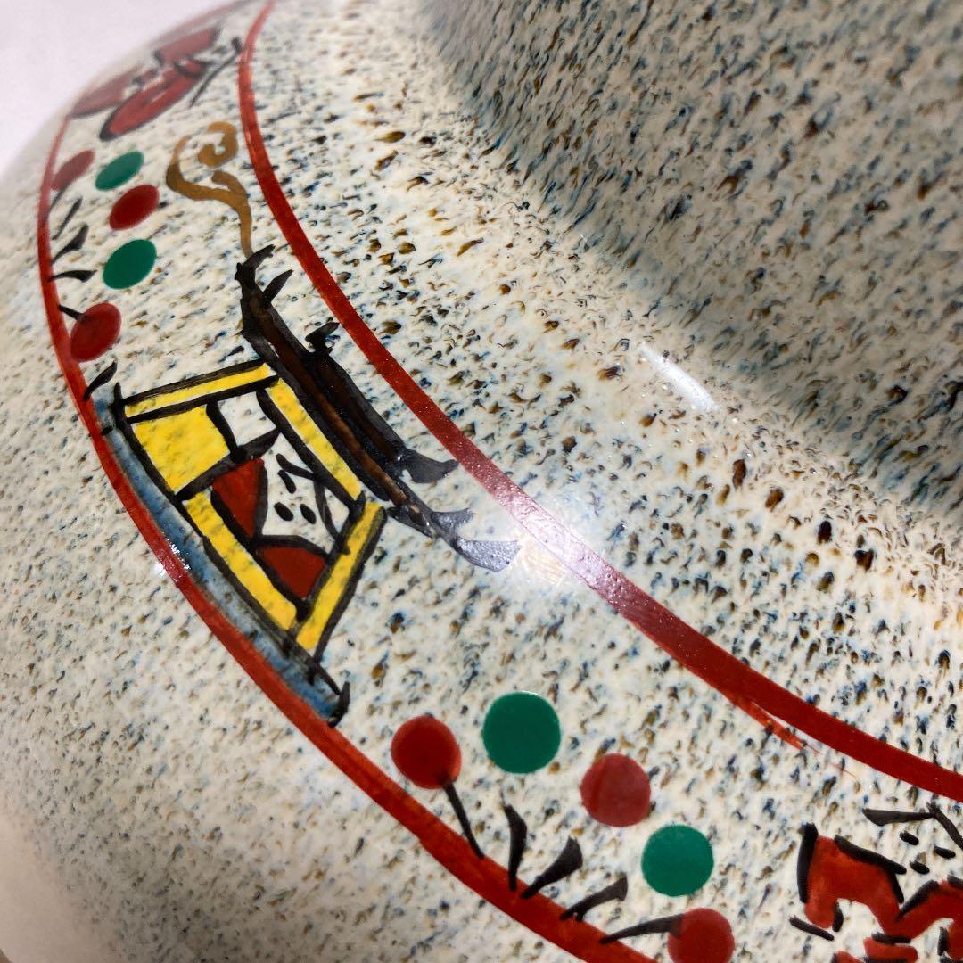 新品　奈良赤膚焼　赤膚山　大塩玉泉　奈良絵　耳付花瓶　壺　花生け　花入　遠州七窯