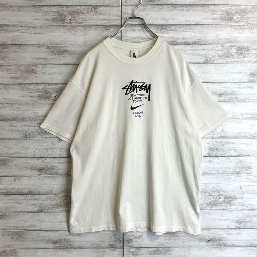 【限定コラボ】ステューシー x ナイキセンターロゴ Tシャツ 希少 Lサイズ