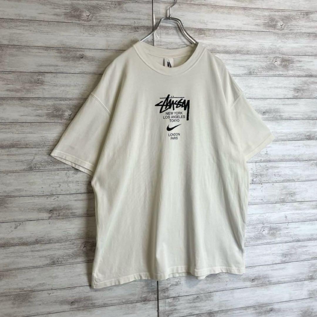 【限定コラボ】ステューシー x ナイキセンターロゴ Tシャツ 希少 Lサイズ